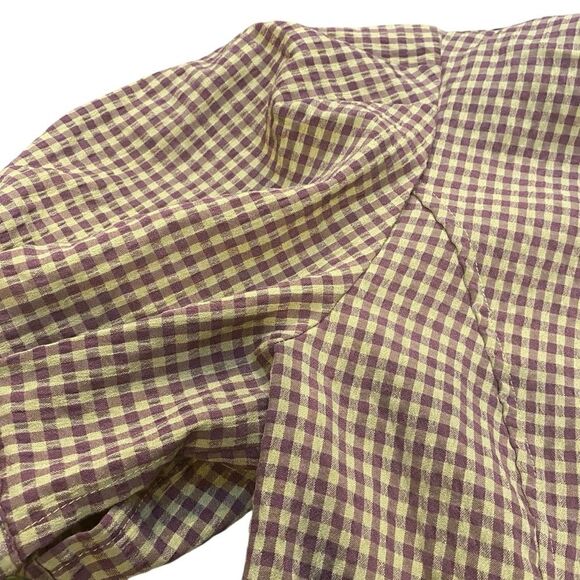 Nasty Gal Size 8 Puff‎ Sleeve Gingham Print Fitted Mini Dress Green Cottagecore - Picture 4 of 9